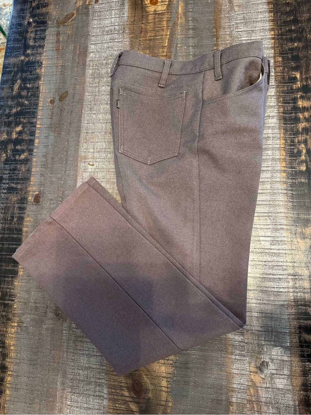 Vintage 1970’s Levi’s Polyester Pants Brown with Brown Levi’s Label size 31X30